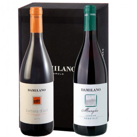 Cantine Damilano     Confezione regalo in legno con 2 bottiglie di vino rosso piemontese DAMILANO - 2 x 75 cl