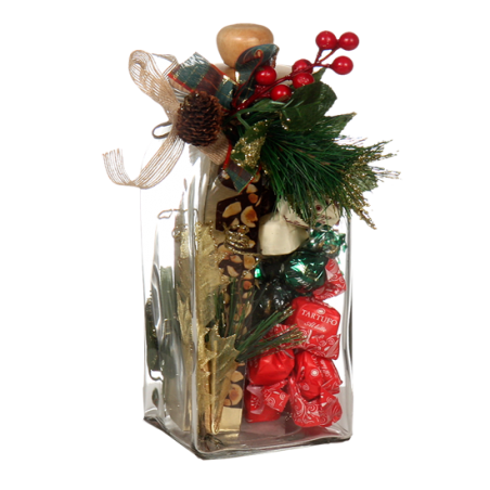 Squillari     Barattolo Regalo Natale Cadeaux "BRIGITTE" in vetro e legno