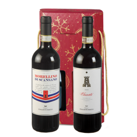 Conti di Poggioturrito     DUETTO TOSCANA - Cassetta con 2 bottiglie di vino rosso toscano DOCG da 75 cl