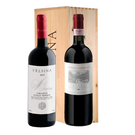 Felsina     FELSINA x 2 - Cassetta in legno con 2 bottiglie di vino rosso toscano DOCG da 75 cl
