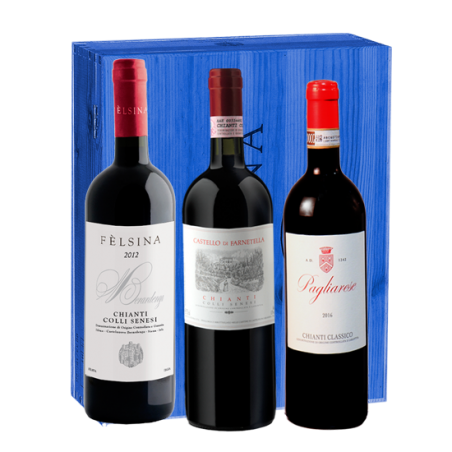 Felsina     Cassetta in legno con 3 bottiglie di vino toscano FELSINA - 3 x 75 cl